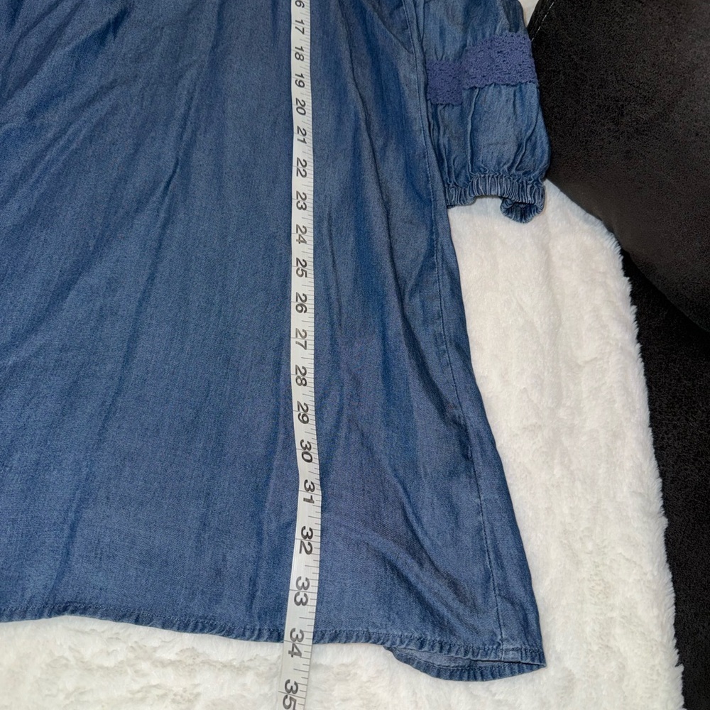 2 x 20$ Harper 241 Blue Denim Midi Dress with Tie Neck Size Medium - Picture 9 of 10
